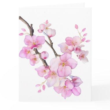 Beautiful pink watercolor cherry Sakura blossoms