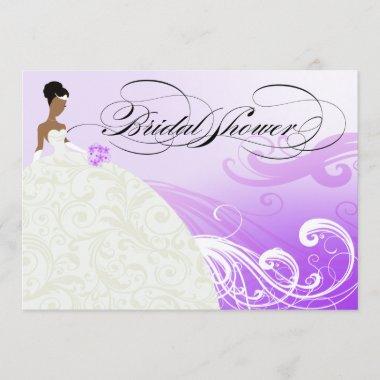 Beautiful Purple and White Luxe Bridal Shower Invitations