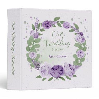beautiful purple floral wreath wedding album 3 ring binder