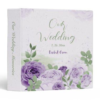 beautiful purple flowers greenery wedding album 3 ring binder