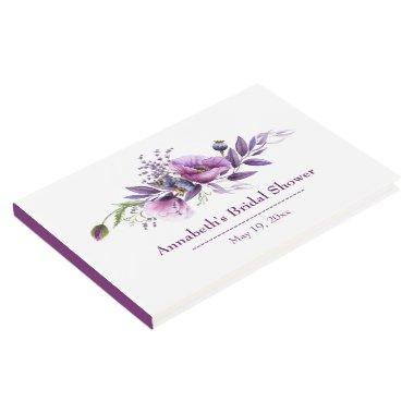 Beautiful Purple Poppies Bridal Shower Guest Book
