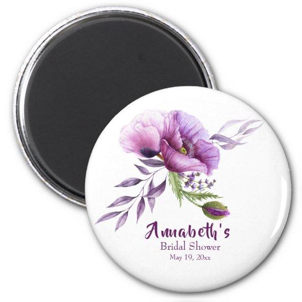 Beautiful Purple Poppies Bridal Shower Magnet