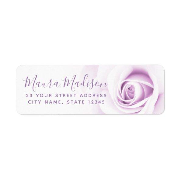 Beautiful purple rose flower floral return address label