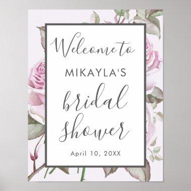 Beautiful Purple Roses Bridal Shower Welcome Sign
