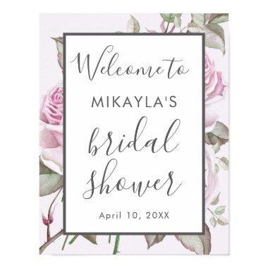 Beautiful Purple Roses Bridal Shower Welcome Sign