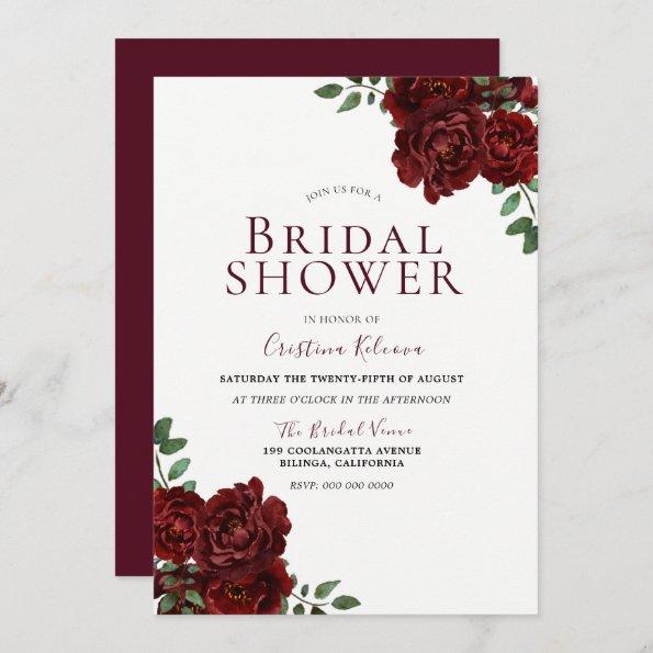 Beautiful Red Roses Romantic Bridal Shower Invitations