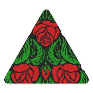 BEAUTIFUL RED ROSES TRIANGLE TRIANGLE STICKER