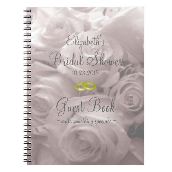 Beautiful Romantic Roses Bridal Shower Guest Book