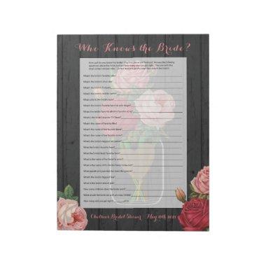 Beautiful Rose Mason Jar  Game 2 Notepad