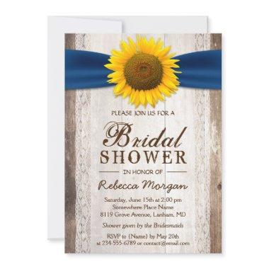 Beautiful Rustic Sunflower Ribbon Bridal Shower Invitations