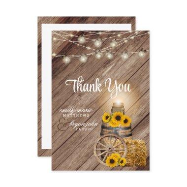 Beautiful Rustic Wood Barrel and Sunflowers Thank You