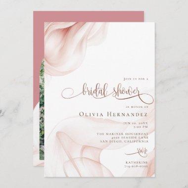 Beautiful Silky Blush Bridal Shower Photo Invitations
