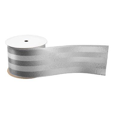 Beautiful Silver Striped Wedding Satin Ribbon