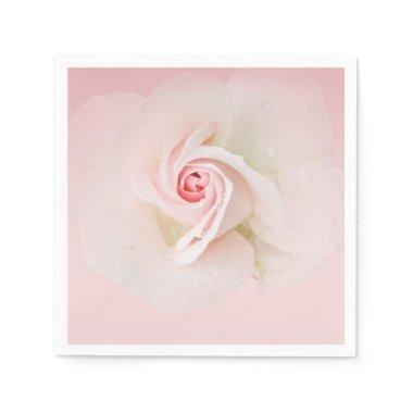 Beautiful Soft Pink Wet Rose Elegant Bridal Shower Napkins