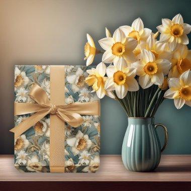 Beautiful Spring Baroque Daffodils Floral Pattern Wrapping Paper