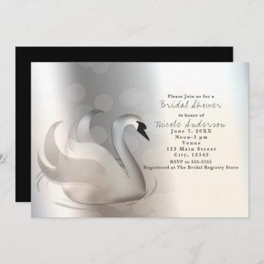Beautiful Swan Silver Chic Elegant Invitations