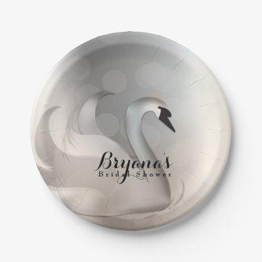 Beautiful Swan Silver Chic Elegant Party Paper Plates