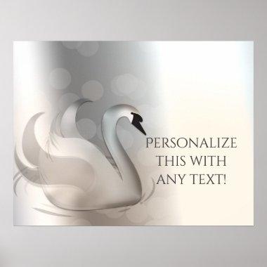 Beautiful Swan White & Silver Elegant Custom Chic Poster