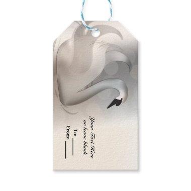 Beautiful Swan White & Silver Elegant Custom Favor Gift Tags