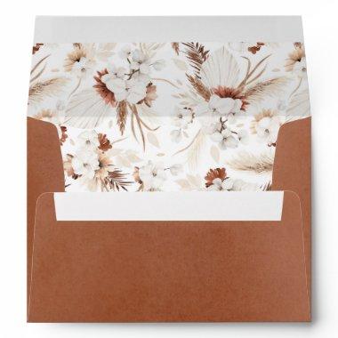 Beautiful Terracotta and White Flowers Pattern Envelope