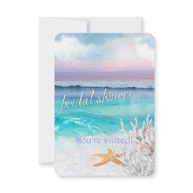 BEAUTIFUL TROPICAL OCEAN SUNRISE Bridal Shower Invitations