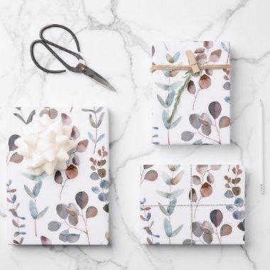 Beautiful Watercolor Eucalyptus Leaves Wrapping Paper Sheets