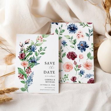 Beautiful Watercolor Floral & Greenery Wedding Save The Date