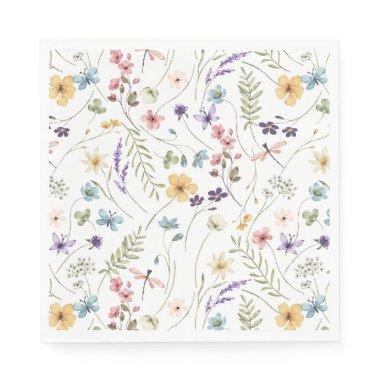 Beautiful Watercolor Flowers and Butterflies Napkins