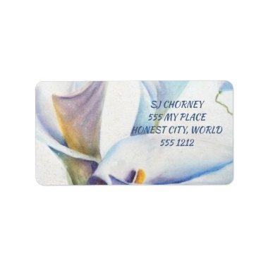 BEAUTIFUL WHITE CALLA LILY FLORAL LABEL