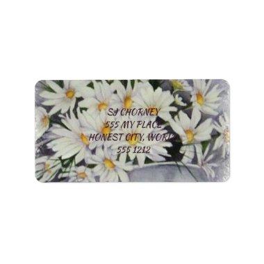 BEAUTIFUL WHITE DAISY BOUQUET FLORAL LABEL