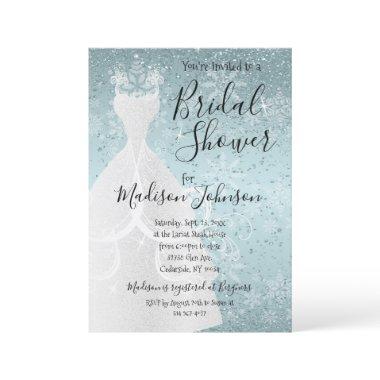 Beautiful Winter Snowfall Bridal Shower - Blue Invitations