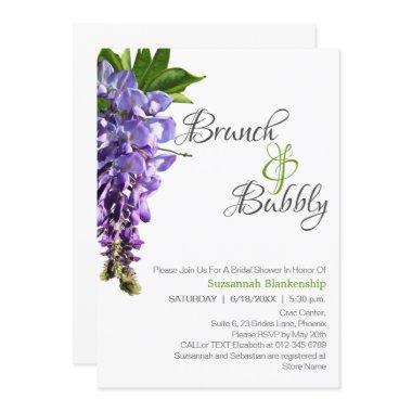 Beautiful Wisteria Brunch Bubbly Bridal Shower Invitations