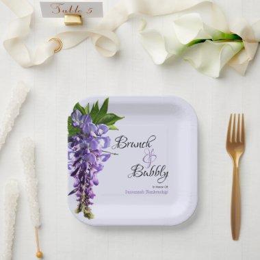 Beautiful Wisteria Brunch Bubbly Bridal Shower Paper Plates