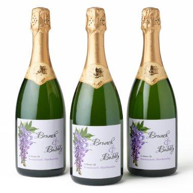 Beautiful Wisteria Brunch Bubbly  Sparkling Wine Label