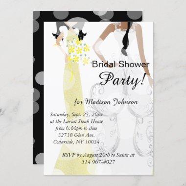 Beautiful Yellow and Black Bridal Shower Invitations