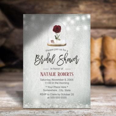Beauty Rose Dome Winter Floral Bridal Shower Invitations
