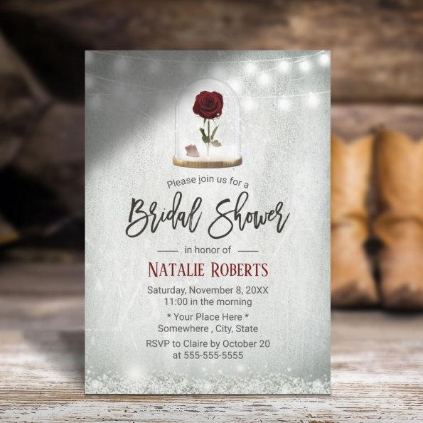 Beauty Rose Dome Winter Floral Bridal Shower Invitations