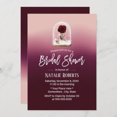Beauty Rose Flower Dome Fairy Tale Bridal Shower Invitations