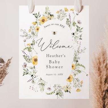 Bee and Delicate Wildflower Baby Shower Welcome Foam Board