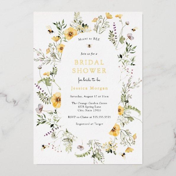 Bee and Delicate Wildflower  Foil