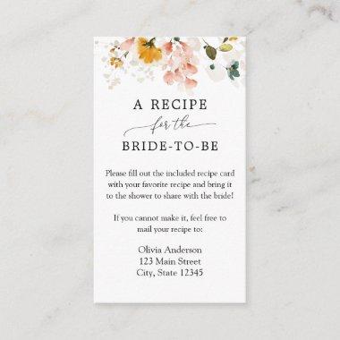 Bee and Vintage Floral Bridal Recipe Request Enclosure Invitations