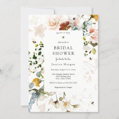 Bee and Vintage Floral Bridal Shower Invitations