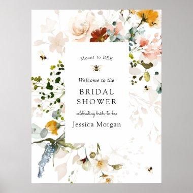 Bee and Vintage Floral Bridal Shower Welcome Poster