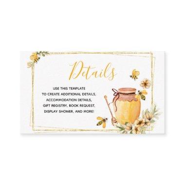 Bee Botanical Details Baby Shower Insert Card