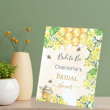 Bee Bridal Shower bride to bee yellow florals Pedestal Sign