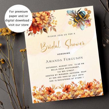 Bee Bridal shower fall floral budget Invitations