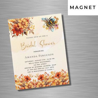 Bee Bridal shower orange fall florals luxury Magnetic Invitations