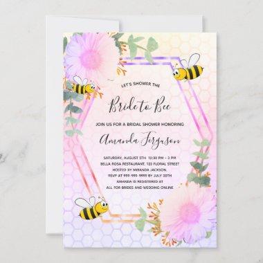 Bee Bridal shower rainbow greenery bride to bee Invitations