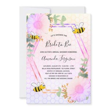 Bee Bridal shower rainbow greenery bride to bee Invitations