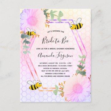 Bee Bridal shower rainbow greenery bride to bee Invitation PostInvitations